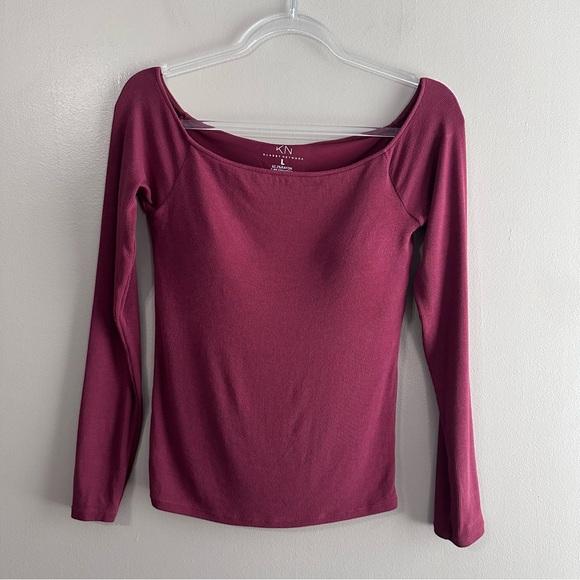 Klassy Network Tops - Klassy Network Off Shoulder Longsleeve Brami Top Womens Large Dark Cherry Padded